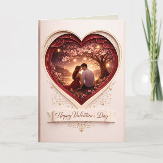 Romantic Valentine's Day Folded Greeting Card: Hea カード