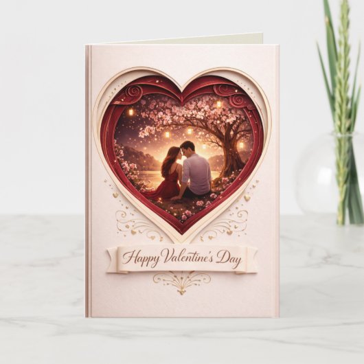 Romantic Valentine's Day Folded Greeting Card: Hea カード (正面)