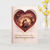 Romantic Valentine's Day Folded Greeting Card: Hea カード (黄色い花)