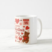 Romantic Valentine's Day Mug – Hearts, Roses & Gif コーヒーマグカップ (正面右)