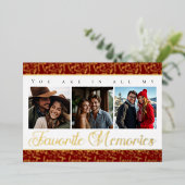 Romantic Valentine's Day Photo Collage 箔シーズンカード (立ち正面)