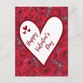 Romantic Valentines Day - Red Roses Heart Blank ポストカード (正面)