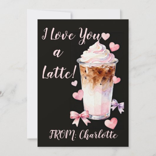 Romantic Valentines Day Whipped cream iced coffee カード (正面)