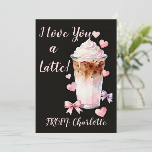 Romantic Valentines Day Whipped cream iced coffee カード (スタンド正面)