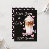 Romantic Valentines Day Whipped cream iced coffee カード (正面/裏面インサイチュ)