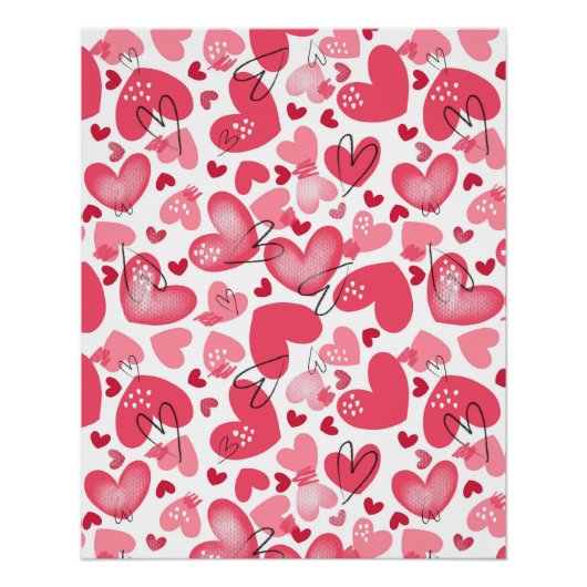 Romantic Valentines Heart Wall Art ポスター (正面)