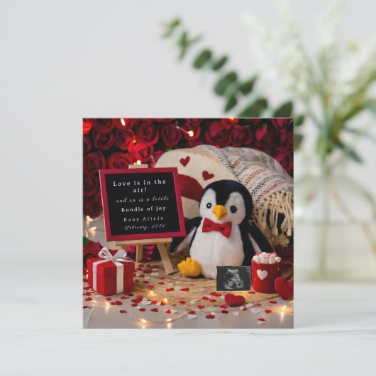 Romantic Valentines Pregnancy Announcement card 案内状 (スタンド正面)