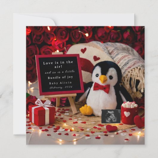 Romantic Valentines Pregnancy Announcement card 案内状 (正面)