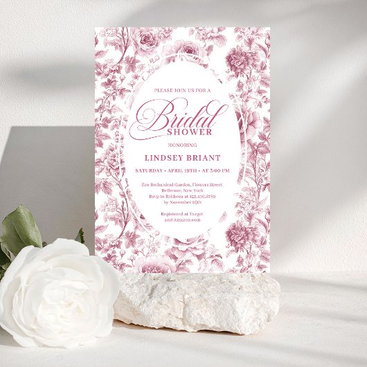 Romantic Velvet Rose Floral Bridal Shower Invite 招待状