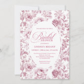 Romantic Velvet Rose Floral Bridal Shower Invite 招待状 (正面)