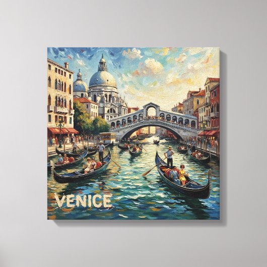 Romantic Venice Rialto Canal Canvas Art キャンバスプリント (正面)