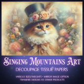 Romantic Victorian Garden Cat Decoupage  薄葉紙