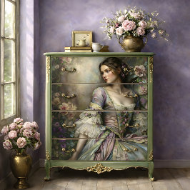 Romantic Victorian Woman Floral Portrait Decoupage 薄葉紙