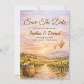 Romantic Vineyard Sunset Save The Date (正面)