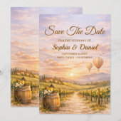 Romantic Vineyard Sunset Save The Date (正面/裏面)