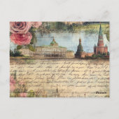 Romantic Vintage Architecture & Roses Collage Art ポストカード (裏面)