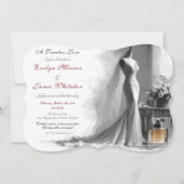 Romantic Vintage Bridal Sketch Wedding Invitation  (正面)