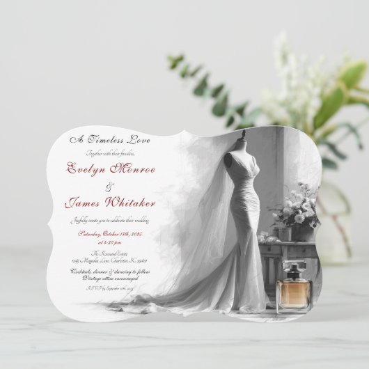 Romantic Vintage Bridal Sketch Wedding Invitation  (スタンド正面)