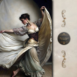 Romantic Vintage Dancer in Flowing Dress Decoupage 薄葉紙