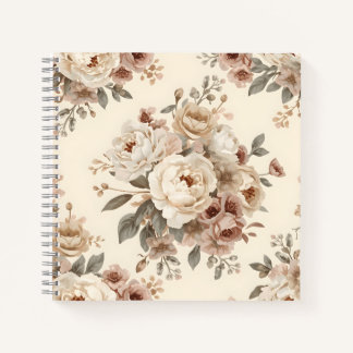 Romantic Vintage Floral Bouquet Pattern ノートブック