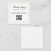 Romantic Vintage Lace Frame QR Code Wedding エンクロージャーカード (正面/裏面)