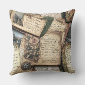 Romantic Vintage Letter Collage with Roses クッション (裏面)