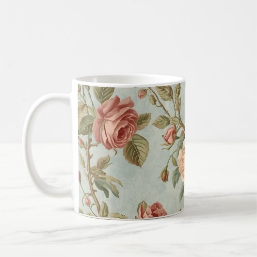 Romantic Vintage Rose Garden コーヒーマグカップ (左)