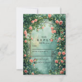 Romantic Vintage Rose Gate Wedding 出欠カード (正面)