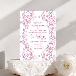 Romantic Vintage Rose Pattern Wedding Invitation 招待状