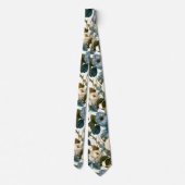 Romantic Vintage Roses White Blue  ネクタイ (裏面)