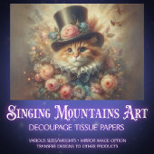 Romantic Vintage Tabby Cat Decoupage  薄葉紙