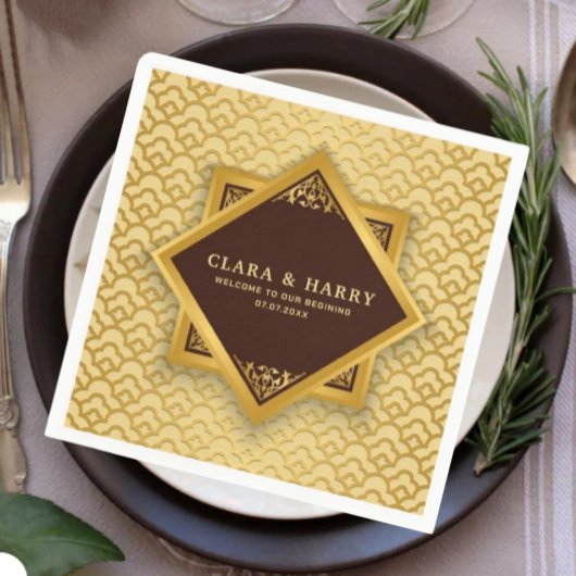 Romantic vintage wedding champagne gold スタンダードカクテルナプキン