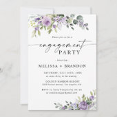 Romantic Violet Flower Engagement Party Invitation 招待状 (正面)
