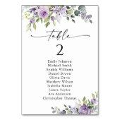 Romantic Violet Flower Table Seating Chart Cards テーブルナンバー (裏面)