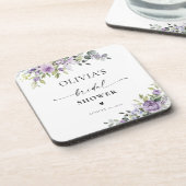Romantic Violet Flowers Bridal Shower Coasters コースター (左側)