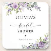 Romantic Violet Flowers Bridal Shower Coasters コースター (正面)