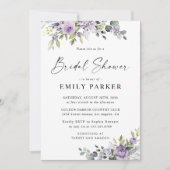 Romantic Violet Flowers Bridal Shower Invitation 招待状 (正面)