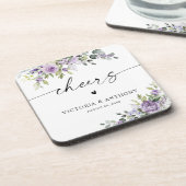 Romantic Violet Flowers Cheers Square Coaster コースター (左側)