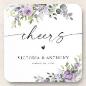 Romantic Violet Flowers Cheers Square Coaster コースター (正面)
