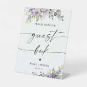 Romantic Violet Flowers Guest Book Sign 台座サイン (正面)