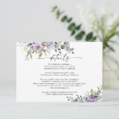 Romantic Violet Flowers Wedding Details Card エンクロージャーカード (スタンド正面)