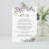 Romantic Violet Flowers Wedding Details Card 出欠カード (スタンド正面)