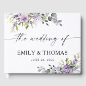 Romantic Violet Flowers Wedding Guest Book ゲストブック (正面)