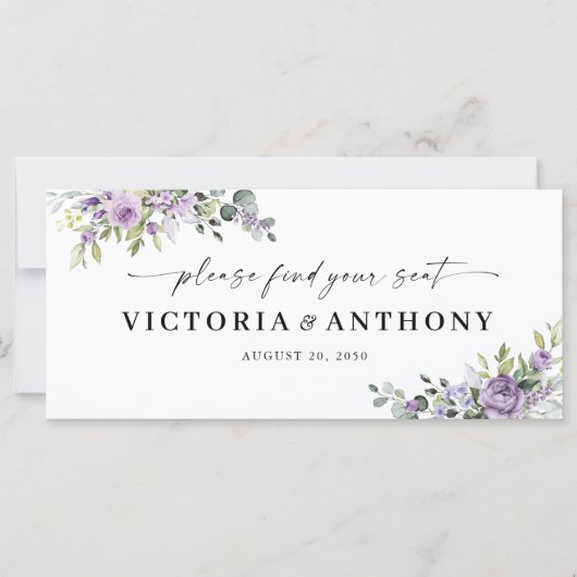 Romantic Violet Flowers Wedding Head Table Sign (正面)
