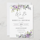 Romantic Violet Flowers Wedding Invitation 招待状 (正面)