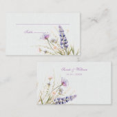 Romantic violet flowers Wedding Place Card プレイスカード (正面/裏面)