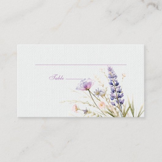 Romantic violet flowers Wedding Place Card プレイスカード (正面)