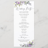 Romantic Violet Flowers Wedding Program プログラム (裏面)