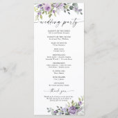 Romantic Violet Flowers Wedding Program プログラム (裏面)