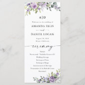 Romantic Violet Flowers Wedding Program プログラム (正面)